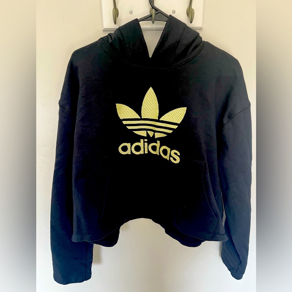 Adidas Black Hoodie with Gold Logo